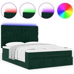 vidaXL Cadre de lit ottoman avec matelas vert foncé 140x200 cm velours