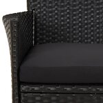 vidaXL Ensemble de bistro de jardin 3 Pièces coussins noir poly rotin