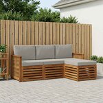 vidaXL Ensemble de canapés d'extérieur 4 Pièces Naturel et gris clair
