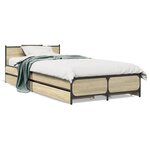 vidaXL Cadre de lit et tiroirs chêne sonoma 100x200 cm bois ingénierie