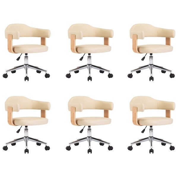 vidaXL Chaises pivotantes à manger lot de 6 crème similicuir
