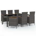 vidaXL Ensemble à manger d'extérieur 7 Pièces et coussins Résine tressée