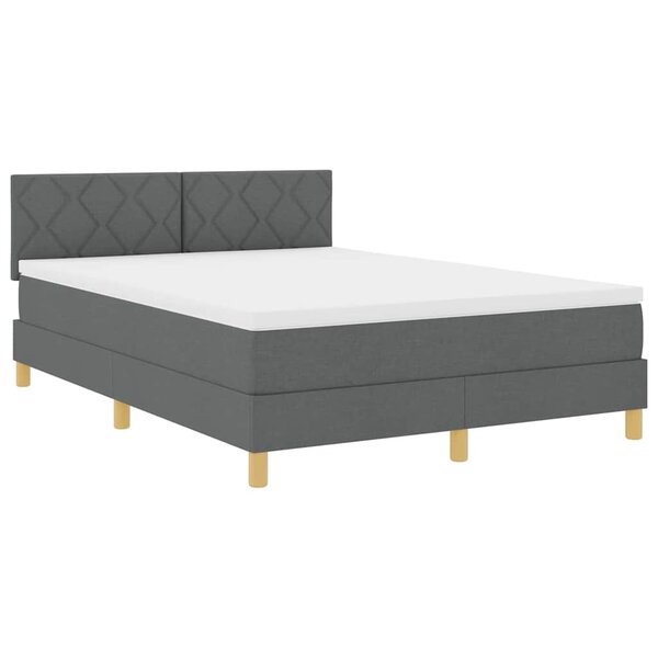 vidaXL Lit à ressorts avec matelas Gris foncé 140 x 200 cm tissu