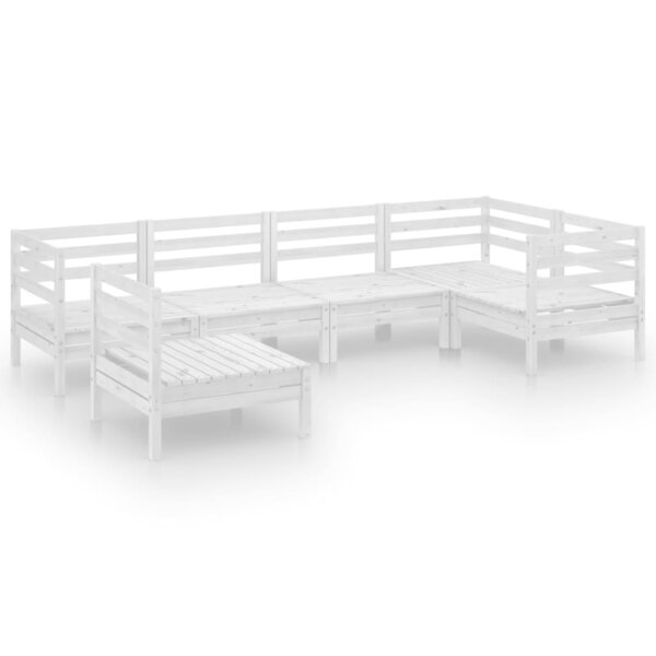 vidaXL Salon de jardin 6 Pièces Bois de pin massif Blanc