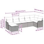 vidaXL Ensemble de canapé de jardin en 7 pièces avec coussins marron en poly rotin
