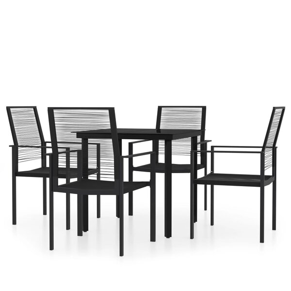 vidaXL Ensemble à manger de jardin 5 Pièces Noir