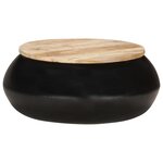 Vidaxl table basse noir 68x68x30 cm bois de manguier solide