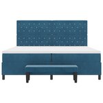 vidaXL Lit à Sommier avec Matelas & Banc Bleu Foncé 200x200 cm Velours