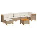 vidaXL Salon de jardin avec coussins 8 Pièces beige résine tressée