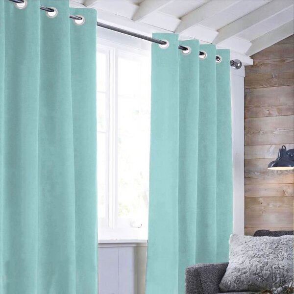 Rideau sueden 100% Polyester - Bleu clair - 140x250 cm