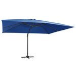 vidaXL Parasol déporté avec lumières LED Aluminium 400x300cm Bleu azur