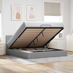 vidaXL Lit ottoman avec matelas et LED Gris clair 180x200 cm tissu