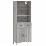 vidaXL Buffet haut Sonoma gris 69 5x34x180 cm Bois d'ingénierie