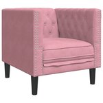 vidaXL Ensemble de canapé Chesterfield et traversins 3Pièces rose velours