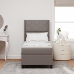 Lit à sommier tapissier avec matelas et LED en taupe  80x200 cm en tissu