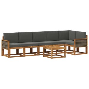 vidaXL Ensemble de canapés d'extérieur 7 Pièces Naturel et Anthracite