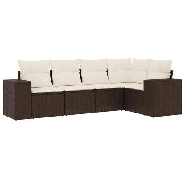 vidaXL Salon de jardin avec coussins 5 Pièces marron résine tressée