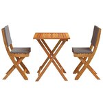 vidaXL Ensemble bistrot 3 Pièces Marron Bois d'acacia massif