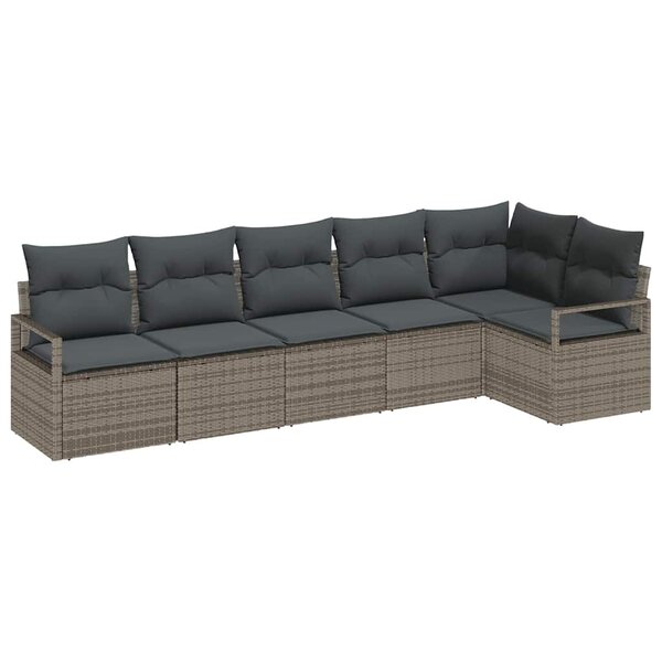vidaXL Ensemble de canapé de jardin 6 Pièces Gris Poly rotin