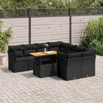 vidaXL Salon de jardin 9 Pièces avec coussins noir résine tressée