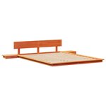 vidaXL Cadre de lit au sol avec tables de chevet Marron ciré 150x200cm en bois massif