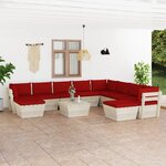Vidaxl salon de jardin palette 11 pièces avec coussins épicéa imprégné