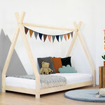 Lit Tipi enfant bois massif naturel vernis 90 x 190 cm