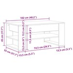 Table basse vidaXL chêne artisanal 102x55x45 cm en bois stratifié