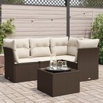 vidaXL Salon de jardin avec coussins 5 Pièces marron résine tressée