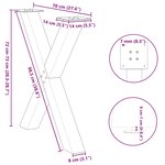 vidaXL Pieds de table à manger en forme de X  3 pièces  anthracite  70 x (72-73) cm  acier