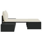 vidaXL Chaise longue double avec coussins noir résine tressée
