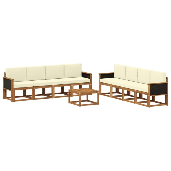 vidaXL Ensemble de canapés d'extérieur 7 Pièces Naturel et Crème