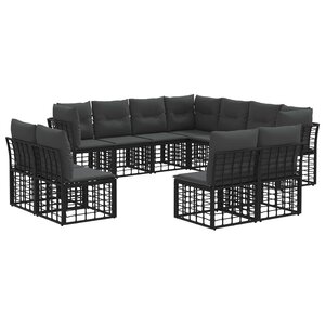 vidaXL Ensemble de canapés d'extérieur Noir Polyester
