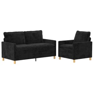 vidaXL Ensemble de Canapés 2 pc Noir Polyester