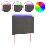 vidaXL Tête de lit à LED Gris foncé 83x16x118/128 cm Velours