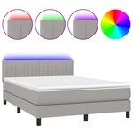 vidaXL Sommier à lattes de lit et matelas et LED Gris clair 140x200 cm