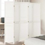 vidaXL Cloison de séparation 5 panneaux blanc bois de paulownia massif