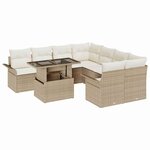 vidaXL Ensemble de canapé de jardin 9 Pièces Beige Poly Rattan