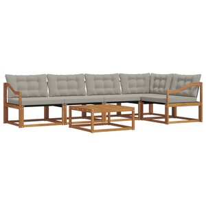 vidaXL Ensemble de canapés d'extérieur 6 Pièces Gris Naturel et Clair
