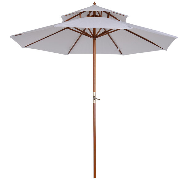 Parasol en bois peuplier droit 2 toit polyester 180 g/m² dia. 2 7 x 2 6H m blanc