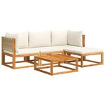 vidaXL Salon de jardin avec coussins 5 Pièces Bois d'acacia solide