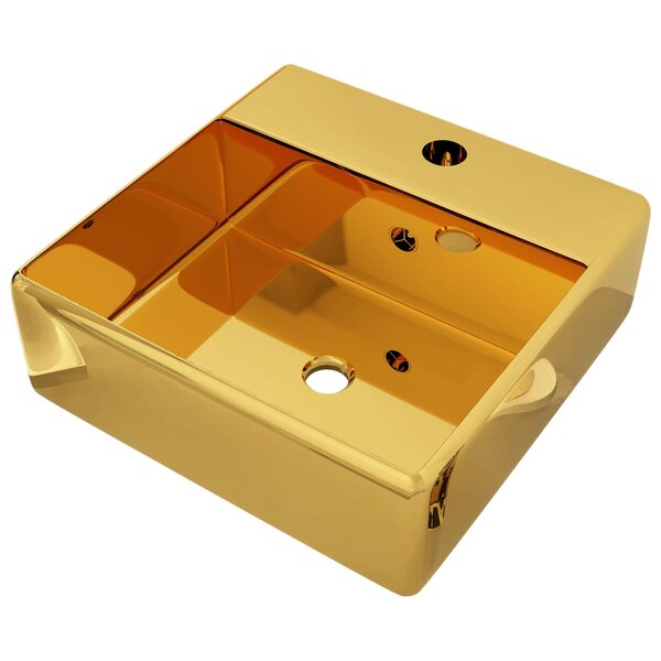vidaXL Lavabo avec trop-plein 41 x 41 x 15 cm Céramique Doré
