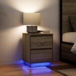 VidaXL Tables de chevet avec lumières LED 2Pièces chêne sonoma 38x34x50cm
