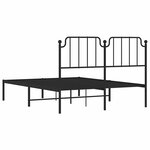 vidaXL Cadre de lit métal sans matelas avec tête de lit noir 135x190cm