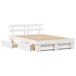 vidaXL Cadre de lit avec tiroir Blanc 150 x 200 cm Bois de pin massif