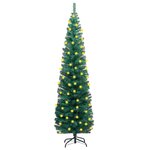 vidaXL Sapin de Noël artificiel mince pré-éclairé/support vert 240 cm