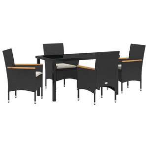 vidaXL Ensemble de salle à manger pour jardin 5 Pièces Noir polyrotin