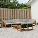 vidaXL Ensemble de canapés d'extérieur 9 Pièces Naturel et gris clair