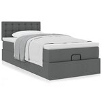 vidaXL Lit ottoman avec matelas gris foncé 90x200 cm tissu