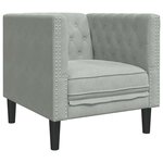 vidaXL Fauteuil Chesterfield Gris clair 71 x 74.5 x 70.5 cm Velours